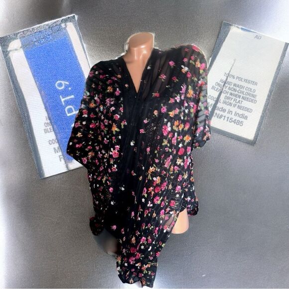 APT 9 l Kimono l Sheer Black w/ Floral Print l XXL l EUC - Picture 3 of 8
